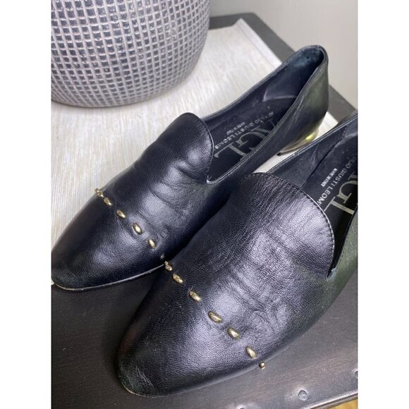 AGL Attilio Giusti Leombruni Black Leather Stud Venetian Loafers Size US 6 - Picture 4 of 10